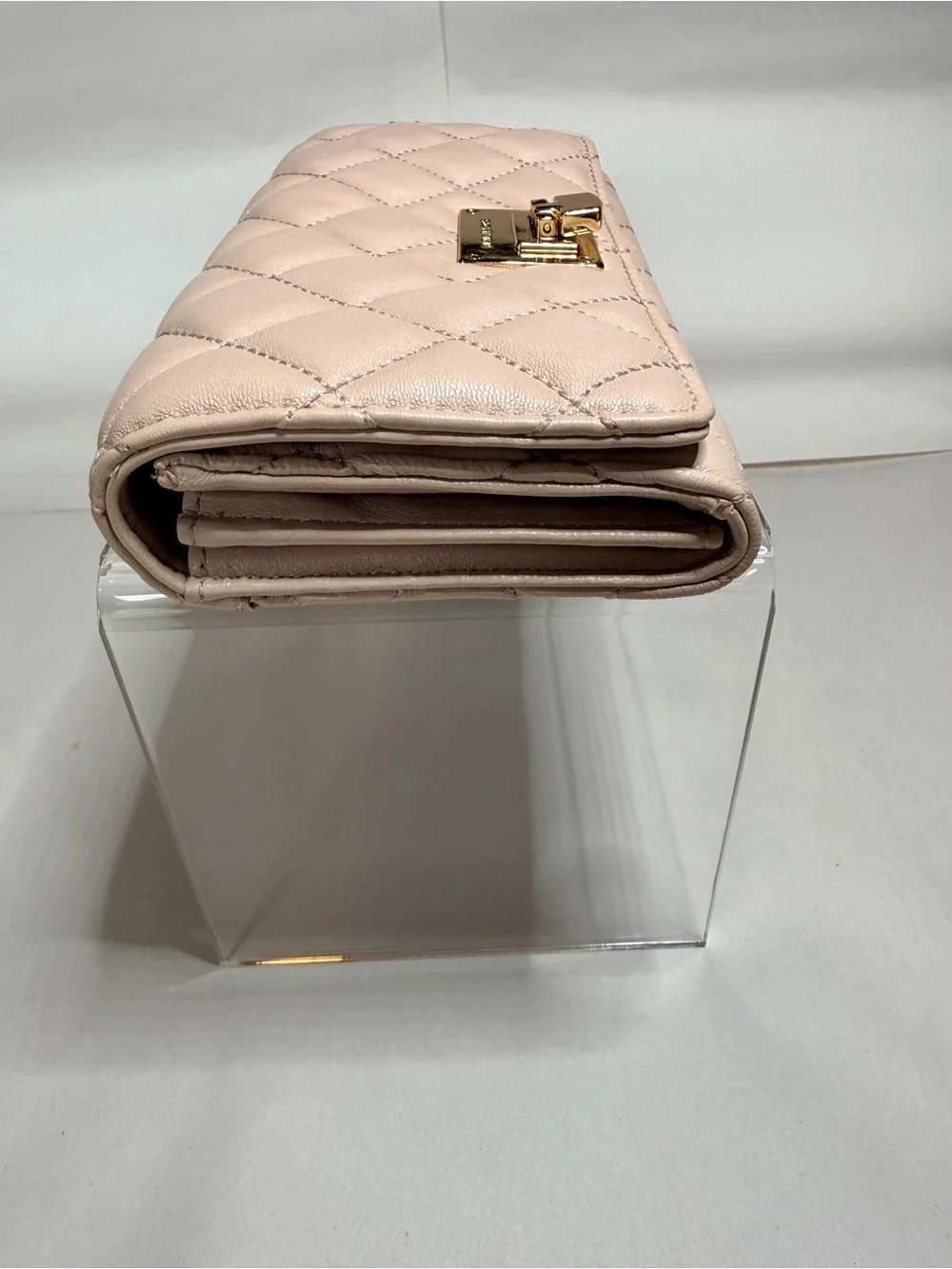Michael Kors Quilted Blush Leather Wallet with Gold Hardware